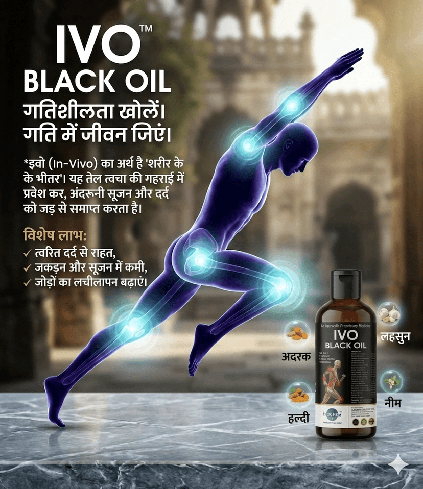 IVO BLACK OIL — Ayurvedic pain-relief oil with ginger, garlic, turmeric & neem